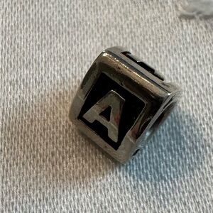 Pandora Silver Initial 'A' Charm.